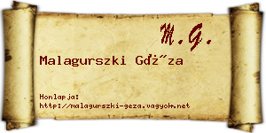 Malagurszki Géza névjegykártya