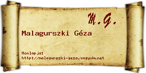 Malagurszki Géza névjegykártya